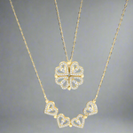 Four Leaf Clover Magnetic Folding Heart Crystal Pendant Necklace