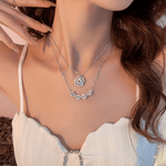 Four Leaf Clover Magnetic Folding Heart Crystal Pendant Necklace